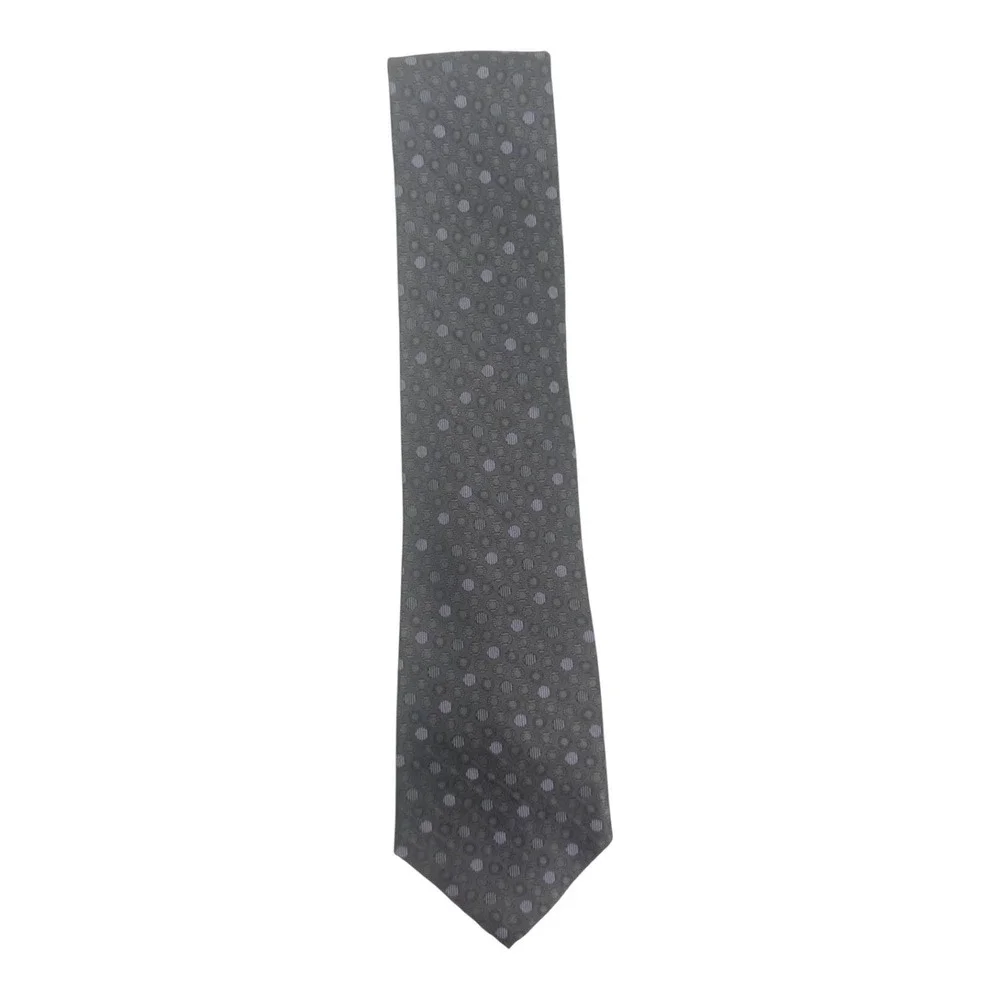 Perry Ellis Portfolio Men's Gray Geometric Silk Fabric Novelty Neck Tie
